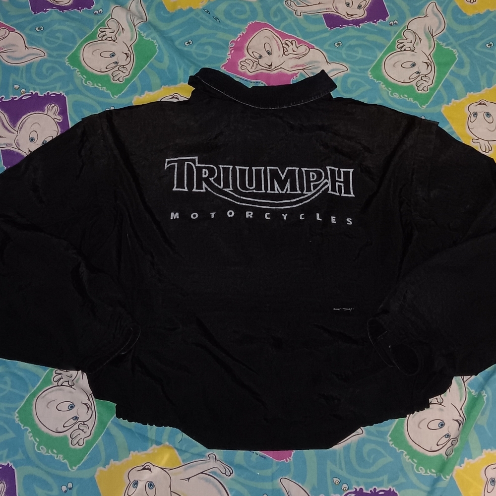 90s Triumph Motorcycles Vintage Zip Up Track Jacket Biker Motorcycle